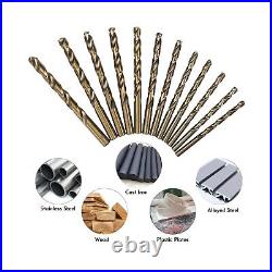 115Pcs Cobalt Drill Bits Set, M35 High Speed Steel, 135 Degree Tip, Twist Job