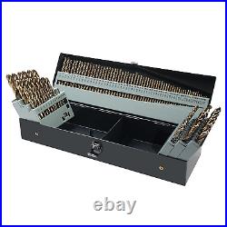 115Pcs Cobalt Drill Bits Set, M35 High Speed Steel, 135 Degree Tip, Twist Jobber