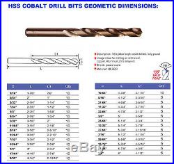 115Pcs HSS Cobalt Drill Bits Set M35 Co5% Jobber Length Twist Drill Bit steel