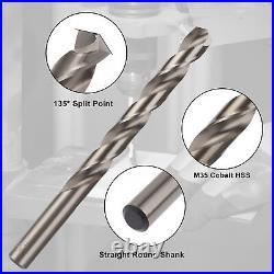 115 Pieces Cobalt Drill Bit Set, M35 High Speed Steel Twist Jobber Length Dri