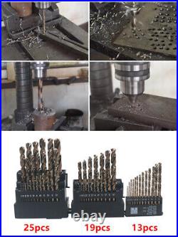 13/19/25Pcs M35 HSS Straight Shank Cobalt Twist Drill Bit Set For Hardened Metal