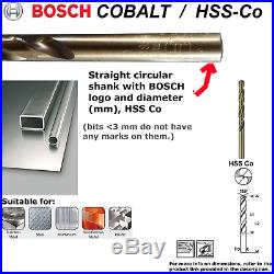 19 Pc SET Bosch Cobalt Drill Bit HSS-Co for Stainless Steel (1-10 mm, 0.5 incr)