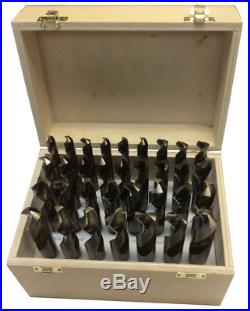1/2-1x64ths 33 Piece Cobalt Reduce Shank Drill Bit Set, Wood Case, Qualtech