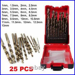 25PCS HSS-CO Bits Cobalt Drill Bit Set for Hardened Metal and Stainless Steel