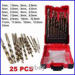 25pcs Cobalt Drill Bit Set HSS-CO Bits for Hardened Metal and Stainless Steel