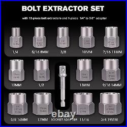 26PCs Bolt Extractor Screw Set Cobalt Drill Bit Case Spiral Screw Socket Adapter