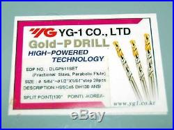 28 Pcs. YG-1 5/64-1/2x64th 5% Cobalt Gold-P Parabolic Jobber Drill Set