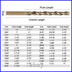 29Pcs Cobalt Drill Bits Set, M35 High Speed Steel, 135 Degree Tip, Stainless Ste