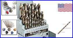 29Pcs M35 Cobalt Drill Bit Set High Speed Steel Twist Jobber Length Metal