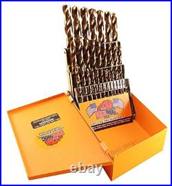 29 Pc Super Premium Cobalt M42+ Drill Bit Set Orange Steel Case