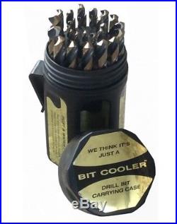 29 Piece Cobalt Drill Bit Set in Round Plastic Case, Sizes 1/16' 1/2 x 64ths