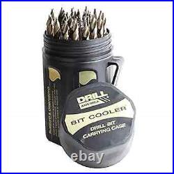 29 Piece Cobalt Stepped Point Drill Bit Set in Round Case withGold Oxide Finish
