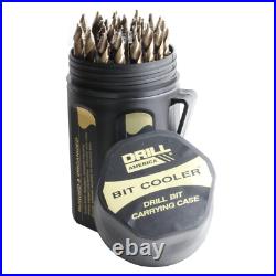 29 Piece Cobalt Stepped Point Drill Bit Set in round Case WithGold Oxide Finish fo