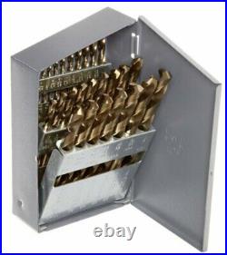 57850 550 Series Cobalt Steel Jobber Length Drill Bit Set with Metal Case, Gold