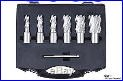 6pc Set Annular Cutter Cobalt 3/4 Weldon Shank 9/16 1-1/16 Magnetic Drill Bit