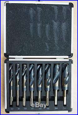 8PC HSS Cobalt Silver & Deming Drill Bits Set Large Size 9/16 to 1 Reduced