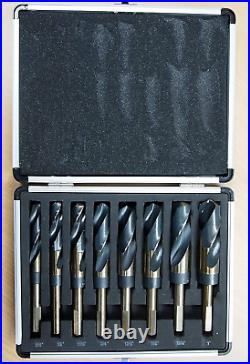 8PC HSS Cobalt Silver & Deming Drill Bits Set, Large Size 9/16 to 1, Reduced 1