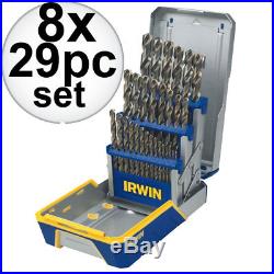 8x 29 Piece Drill Bit Industrial Set-Cobalt M42 Irwin 3018002B New