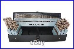 AccusizeTools M35 HSS+5% Cobalt Premium 115 Pcs Drill Set, Industrial grade, +