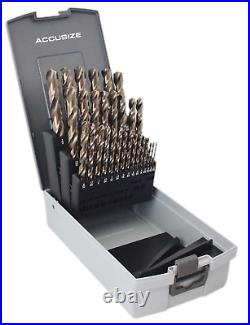 Accusize Industrial Tools 29 Pc Jobber Drill Set, 135 Degree Split Point, M35 H