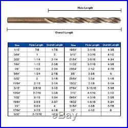 COMOWARE 29Pcs Cobalt Twist Drill Bit Set M35 Jobber Length for Metal Wood