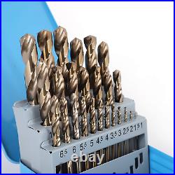 COMOWARE Cobalt Drill Bit Set- 25Pcs M35 HSS Twist Jobber Length for Hardened Me