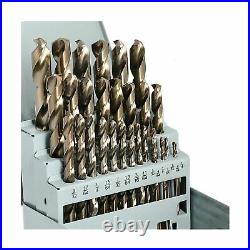 COMOWARE Cobalt Drill Bit Set- 29Pcs M35 High Speed Steel Twist Jobber Length