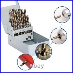 COMOWARE Cobalt Drill Bit Set- 29Pcs M35 High Speed Steel Twist Jobber Length