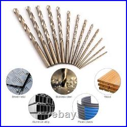 COMOWARE Cobalt Drill Bit Set- 29Pcs M35 High Speed Steel Twist Jobber Length