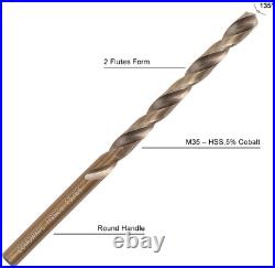 COMOWARE Cobalt Drill Bit Set- 29Pcs M35 High Speed Steel Twist Jobber Length fo