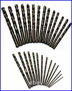 -CO-PC 29 Piece M35 Cobalt Drill Bit Set in Round Case 1/16 1/2 X 64ths