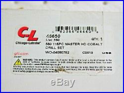 Chicago-Latrobe 115 Piece Cobalt Jobber Length Drill Bit Set 1/16 to 1/2 46650