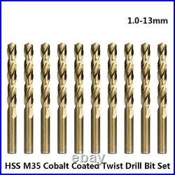 Cobalt Coated Twist Drill Bit Set Wood Metal Hole Cutter Power Gun Tool 1.0-13mm