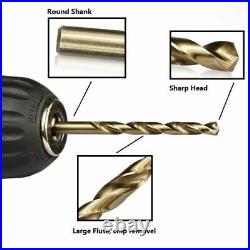 Cobalt Coated Twist Drill Bit Set Wood Metal Hole Cutter Power Gun Tool 1.0-13mm