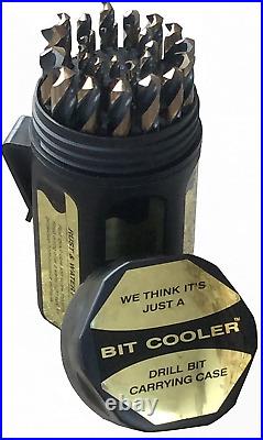 Cobalt Drill Bit Portable Set 1/16 -1/2in X 64ths with Carrying Round Case 29Pcs