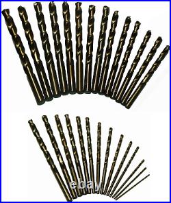 Cobalt Drill Bit Portable Set 1/16 -1/2in X 64ths with Carrying Round Case 29Pcs