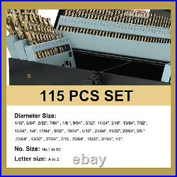 Cobalt Drill Bit Set, 115Pcs M35 Drill Bit Set, High Speed Steel Jobber Cobalt D