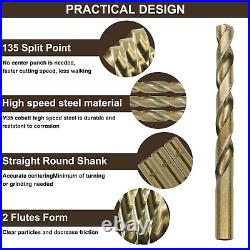 Cobalt Drill Bit Set, 115Pcs M35 High Speed Steel Drill Bits, Twist Jobber Metal