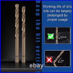 Cobalt Drill Bit Set- 115Pcs M35 High Speed Steel Twist Jobber Length for Harden