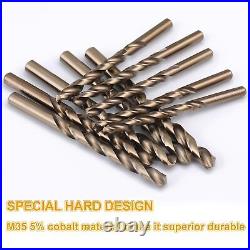 Cobalt Drill Bit Set 115 PCS, High Speed Steel M35 Cobalt 5% Drill Bits Durab