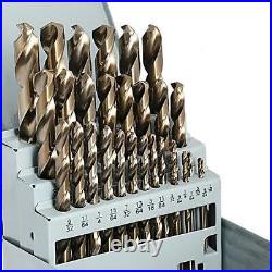 Cobalt Drill Bit Set- 29Pcs M35 High Speed Steel Twist Jobber Length for Hard