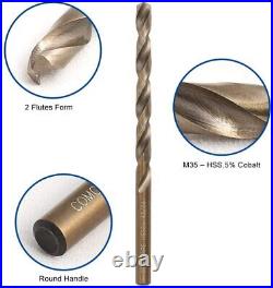 Cobalt Drill Bit Set 29Pcs M35 High Speed Steel Twist Jobber Length for Metal US