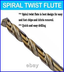 Cobalt Drill Bit Set 50Pcs HSS M35 Twist Jobber Length Drill Steel Metal Iron