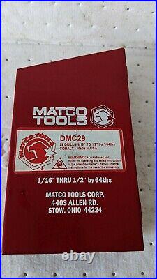 Cobalt Drill Bit Set Matco Tools DMC29A 29pc NEW BUT SEE LISTING SCUFFED BOX