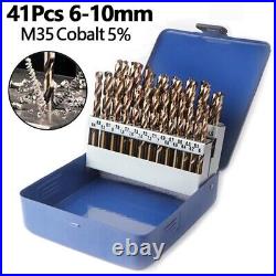 Cobalt Drill Bit Set for Hard Metal Stainless Steel, 41pcs 6MM-10MM