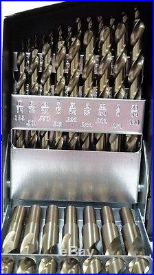 Cobalt Metal Drill Bit 29pc Set 135 Degree Multi with Index Box Made in USA NEW