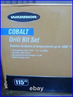 Cobalt drill bit set 115/ and metal case/blue