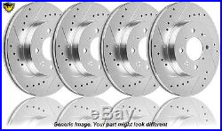 Complete New Set Performance Slotted And Drilled Front & Rear Brake Disc Rotors