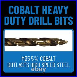 Drill America 29 Piece Cobalt Stepped Point Drill Bit Set in Round Case withGold x