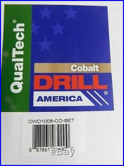 Drill America DWD1008-CO-SET Cobalt Reduced Shank Drill Bit Set in Metal Case